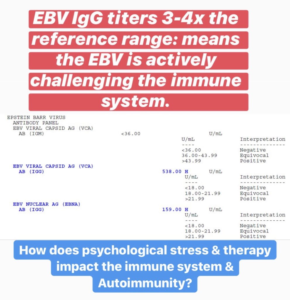ebv blood test result. An image in a blog post on how Psychological Stress Impact The Immune System's Ability To Suppress Viruses.