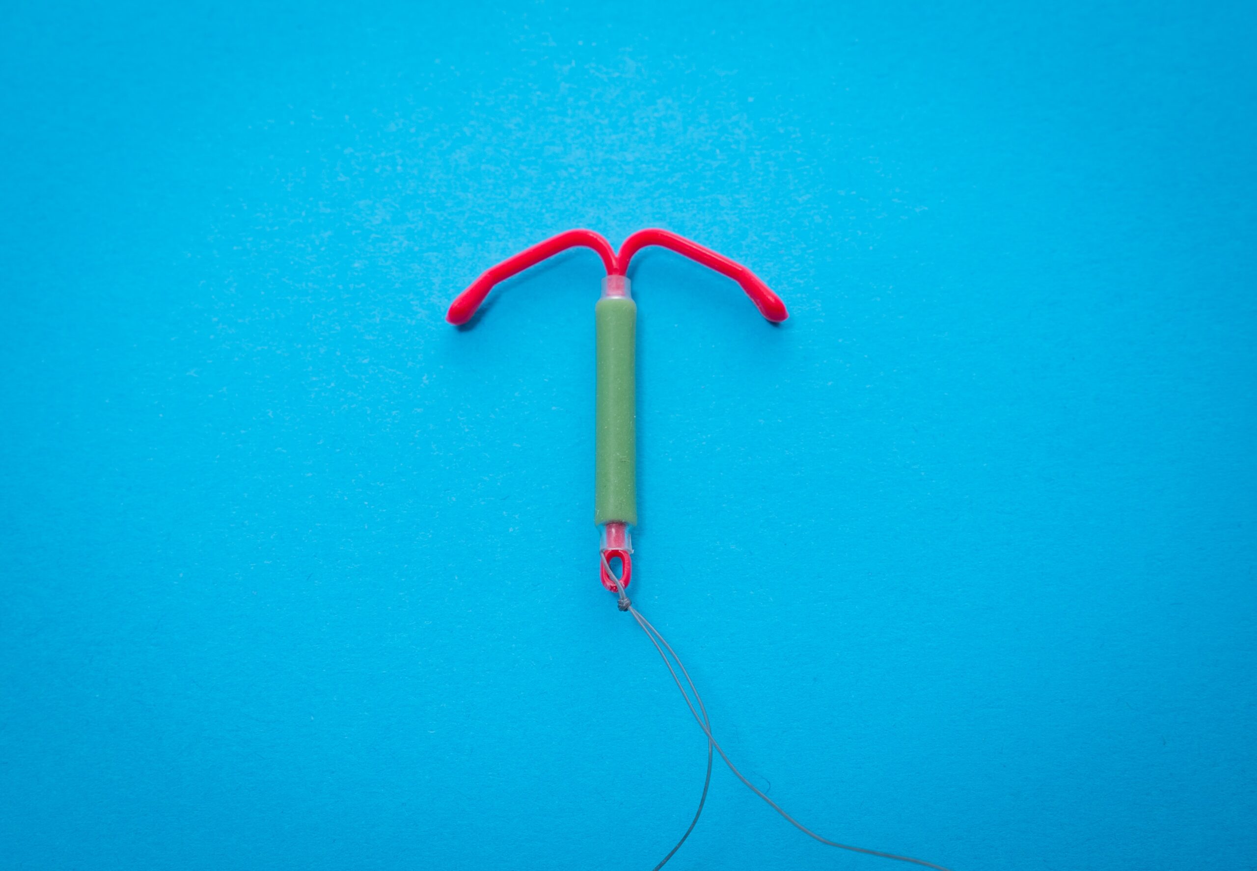 IUD with a blue background